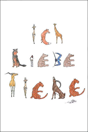 tiwis-Postkarte: "Ich liebe Tiere"